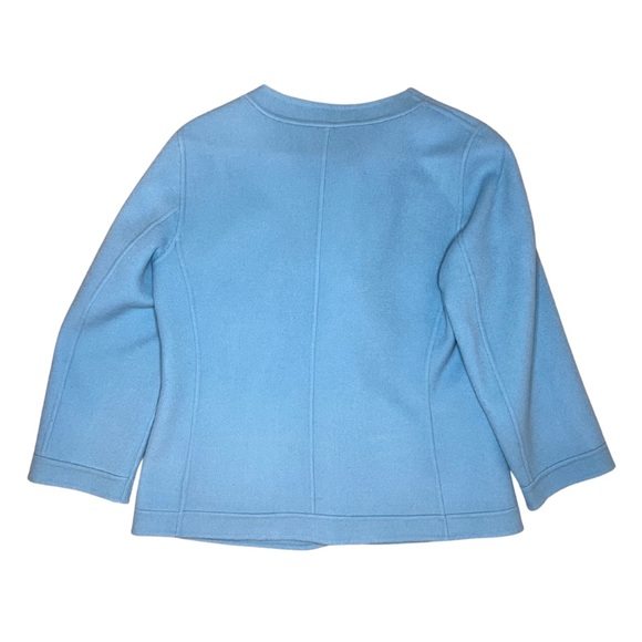 Talbot’s Women’s Baby Blue Crop Ruffle Wool Blazer - Picture 2 of 3